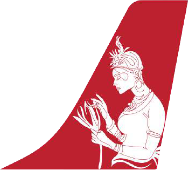 Air Ceilão tail art showing a traditional Sri Lankan lady holding a lotus